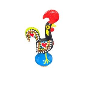 Vintage Wine Bottle Stopper Cork Portugal The Rooster of Barcelos 3.5” Metal